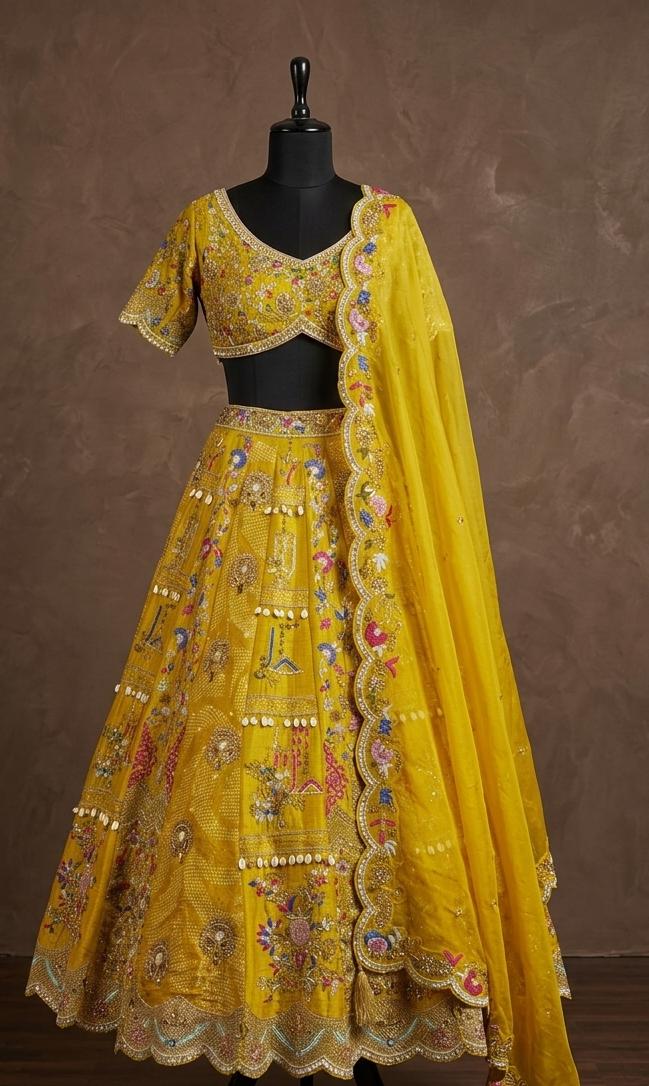 Yellow Sangeet Lehenga by WellGroomed