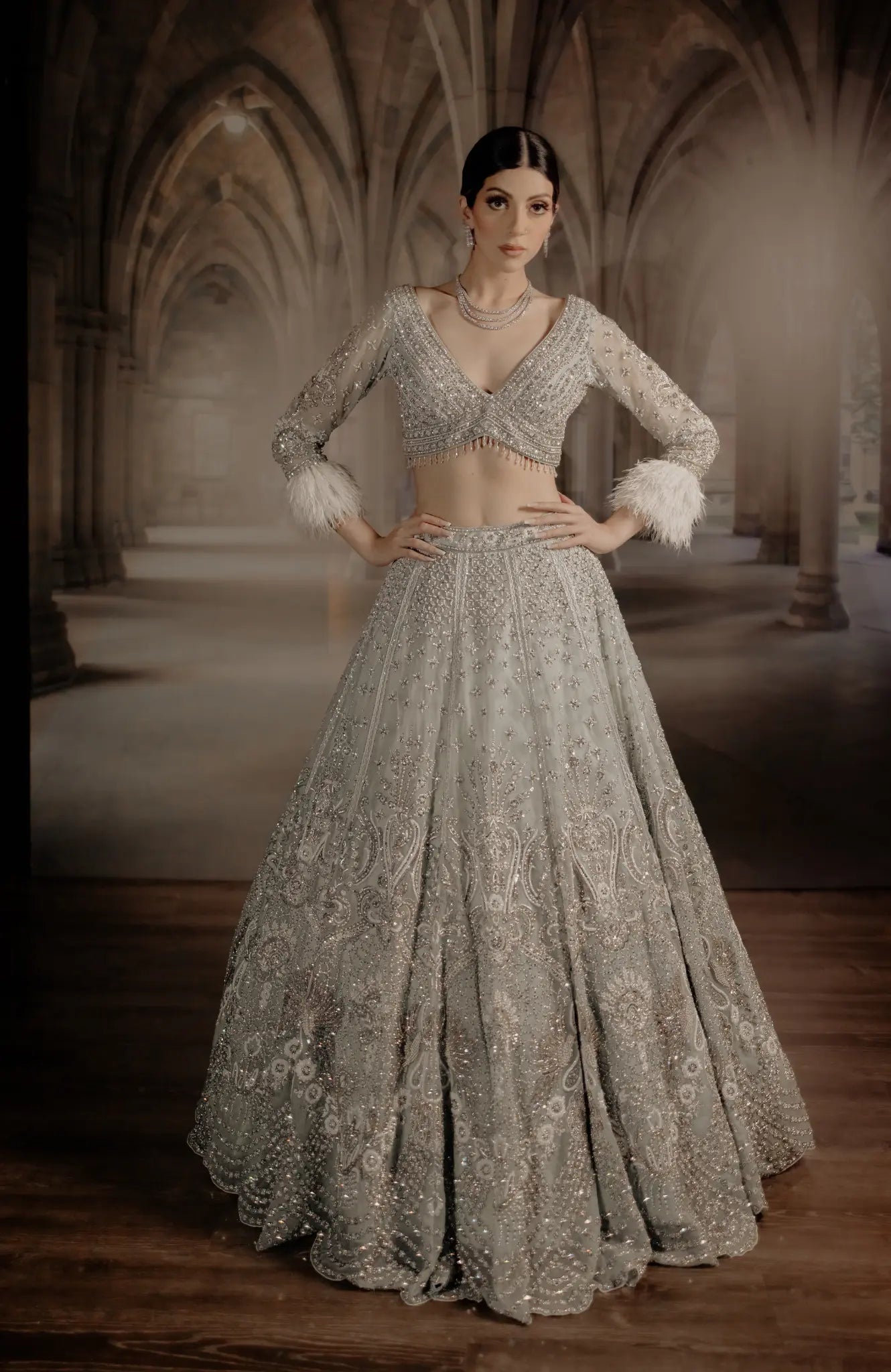 wellgroomed designs beige reception lehenga #1