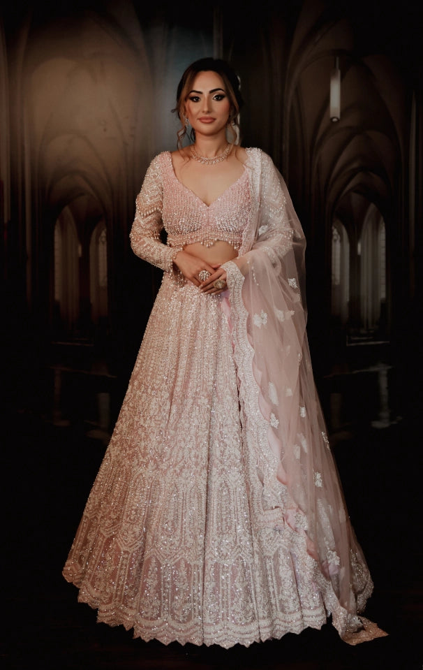 Luxury Indian White Bridal Lehenga in Houston